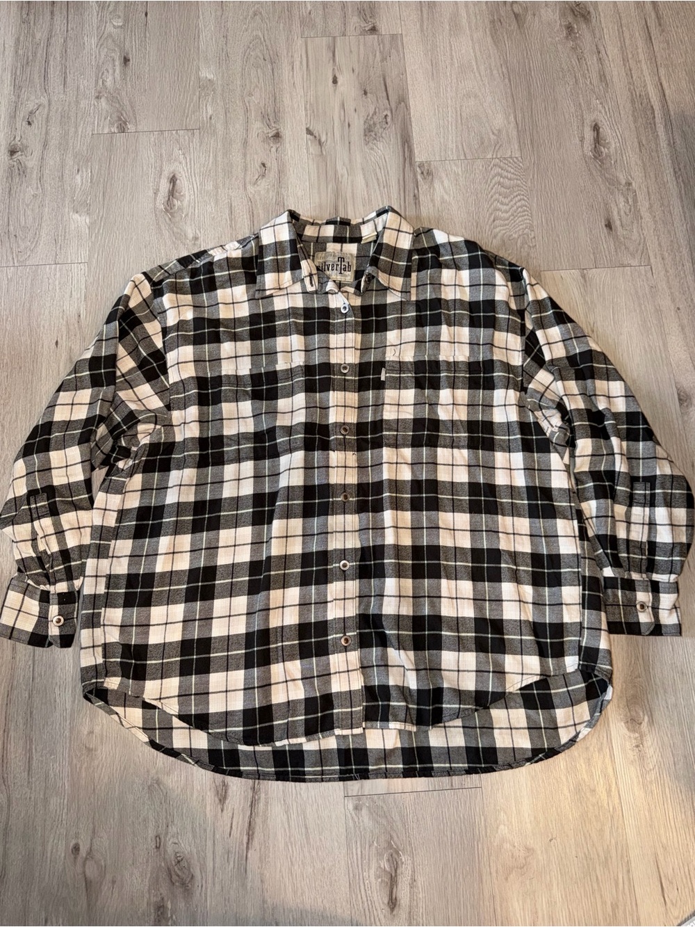 Men's Levi Black & White Plaid Button-Up Shirt